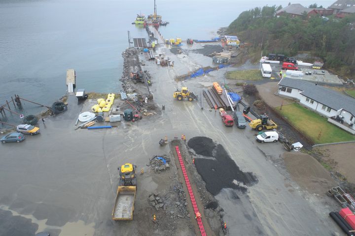 Omfattende ombygging av ferjeleiet på Drag. Det skal blant annet tilpasses drift med nullutslippsferger (El-ferjer) Foto: Statens vegvesen