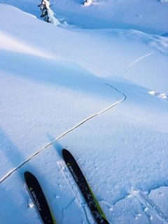 Skytende sprekker og drønn i snøen er de vanligeste tegnene på at det er vedvarende svake lag som du kan påvirke i snødekket. Foto: Regobs / Øyvind Salvesen