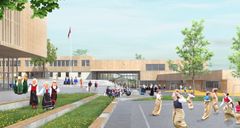 Evenes skole og flerbrukshall. Illustrasjon: MDH arkitekter