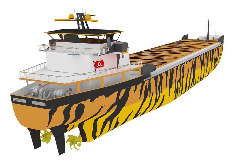 Conceptual Graphic Image of ROBOSHIP. Image courtesy e5 Lab, Mitsubishi Shipbuilding