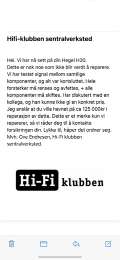 I tillegg til å bruke kjøpstilbud som kvittering, lagde kunden en fiktiv rapport fra verkstedet til lydbutikken.