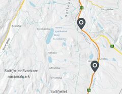 Tunnelstein: I 2017 "tjuvstartet" Statens vegvesen utbyggingen med tunnelstein fra rv. 77 Tjernfjelltunnelen. Steinmassene er brukt til å bygge ny E6 nord og sør for avkjøringene til rv. 77. Illustrasjon: Statens vegvesen.