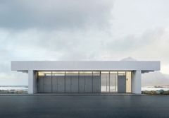 Brunstranda, Lofoten. Illustrasjon: Jonas Løland. Arkitekt: Studio Vatn & Jørgen Tandberg Arkitektur.