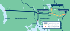 Illustrasjonen viser hele tiltaket ny vannforsyning til Oslo som skal gi Oslos innbyggere en fullgod reservevannforsyning. Illustrasjon: Oslo kommune.