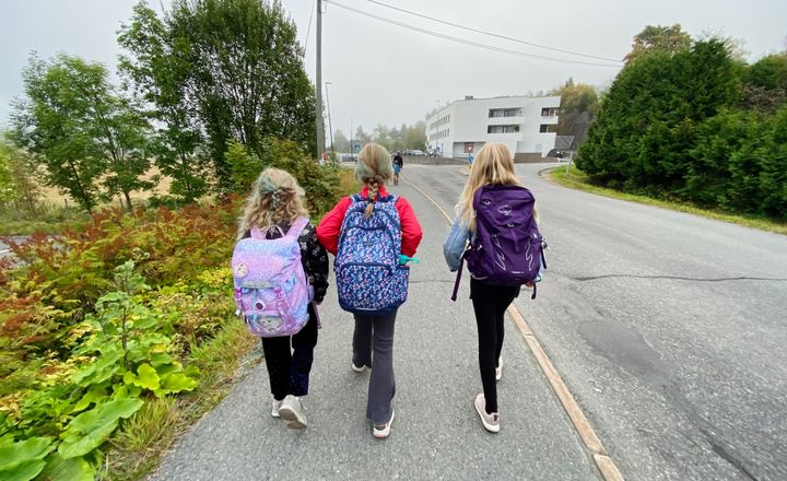 Med mange stillegående elbiler i trafikken er det viktig at skoleelevene ser seg ekstra godt om. Foto: Therese Gjerde/ Fremtind.