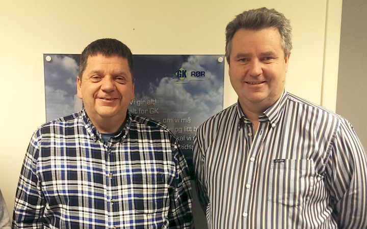 Daglig leder Roger Wold i Trondheim Elektro og distriktsjef Tommy Wedø i GK Elektro.