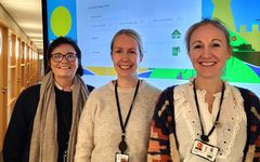 KLARE FOR KOBO: (Fra v.) Kjersti Kjos Sletterød, Ingrid Gonsholt og Linda Letmolie Solem fra Horten kommune tror det digitale systemet vil lette boligarbeidet.