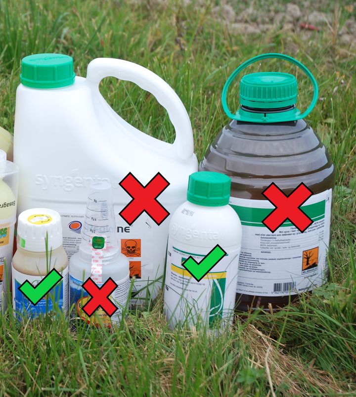 Plantevernmidler må oppbevares forsvarlig, og må leveres til mottak for farlig avfall dersom de har mistet sin godkjenning eller ikke skal benyttes (Foto: Mattilsynet).