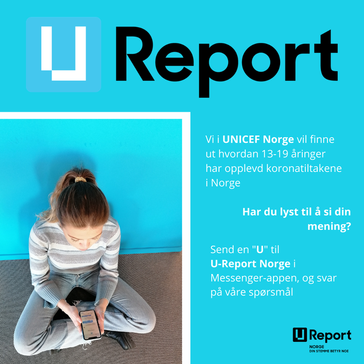 U-report samler tilbakemeldinger fra barn og unge og overleverer en samlet rapport til regjeringen. Foto: UNICEF Norge