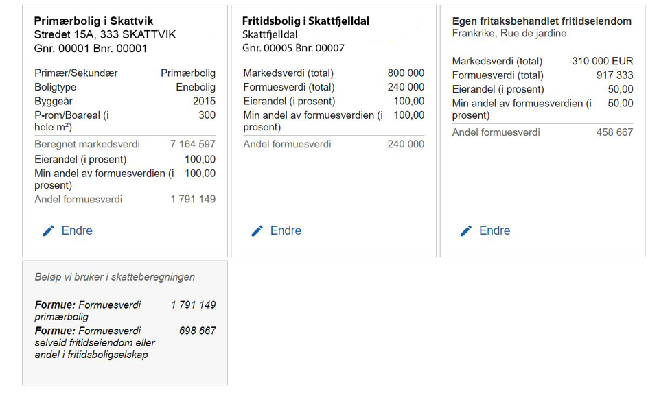 Skattemelding for lønnsmottakere og pensjonister - bolig