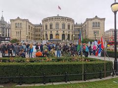 Markeringa foran Stortinget, Eidsvolls plass, 8. september 2019 samlet motstandsgrupper og naturvernere fra hele landet. Foto: privat
