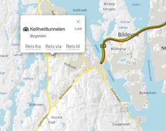 Rv. 555 Kolltveittunnelen. Kart: Statens vegvesen
