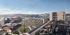 Eiendomsprosjektet Storotunet i Oslo inneholder blant annet 149 leiligheter, et nytt hotell og Norges største kinosenter med 14 saler. Illustrasjon: Thoneiendom.no