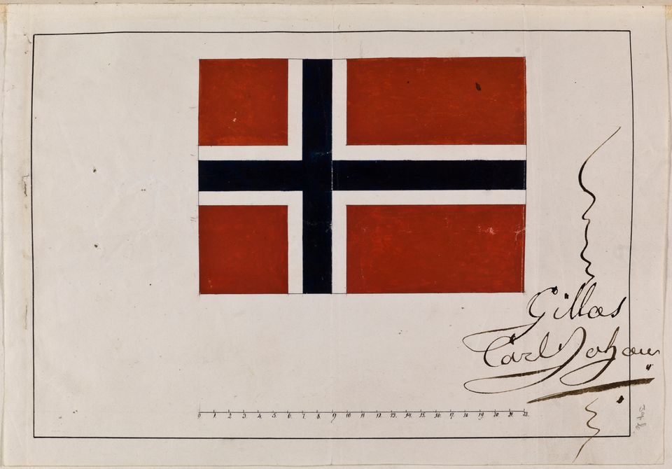 Karl Johan godkjenner det norske flagget