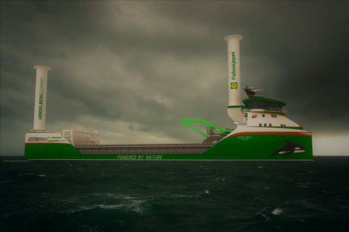 With Orca will be the world's first hydrogen - powered cargo ship. The ship will sail on a long-term contract for HeidelbergCement and Felleskjøpet Agri, and will be put into operation in 2024. Ill: Norwegian Ship Design