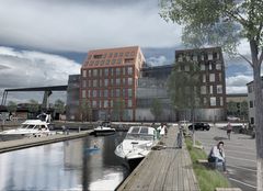 AF Gruppen skal på oppdrag fra Værste AS bygge Dokka 6 på Værstetorvet i Fredrikstad. Ill. Griff arkitektur.