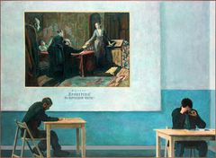 Ilya Kabakov, "The Window into My Past", 2012. Olje på lerret, 198 x 272 cm. © Ilya Kabakov, Christen Sveaas' Kunststiftelse