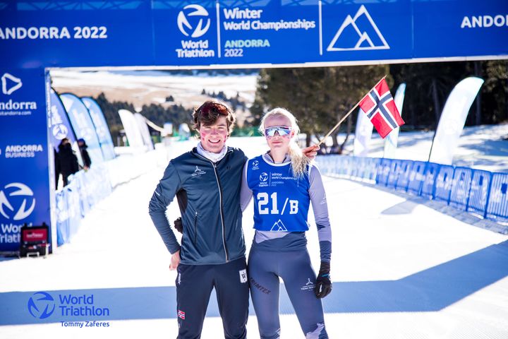 Henrik Farstadvoll og Victoria Nitteberg som ferske verdensmestere Foto: Tommy Zaferes