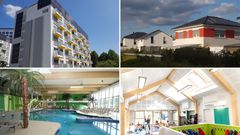 International projects built to the Passive House standard: (above) multifamily building with photovoltaics system in Seoul, South Korea and Passive House district in Nidderau, Germany. Numerous of the more than 120 houses there are also equipped with a photovoltaics system and generate their own renewable energy. (Below) Passive House indoor swimming pool in Bamberg, Germany and Rocking Horse Nursery in Aberdeen, Scotland. © Passive House Institute (3); University of Aberdeen, photographer Graeme MacDonald
Free to use with copyright