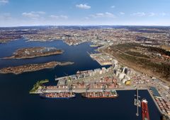 Illustrasjon av den nye containerterminalen på Sjursøya.