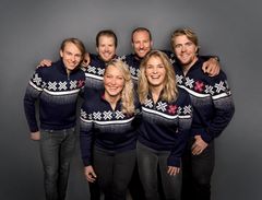 Alpinlandslaget i den offisielle OL-genseren 2018.