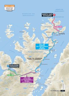 Stengetider for berørte veier på etappe 4 av Arctic Race, 20. august. Illustrasjon: Arctic Race of Norway.