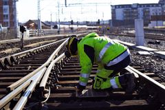 Arbeid på jernbanesporet, fra påsken 2020. (Foto: Bane NOR)