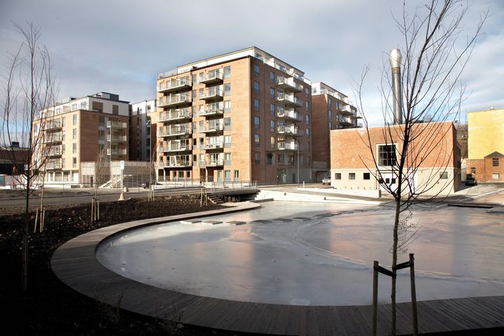 Vannspeilet i Kværnerbyen. Foto: Steinar Gjerholm