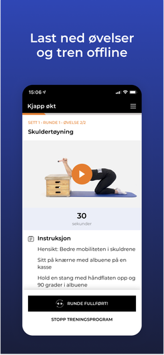 Last ned, tren offline \ Skjermdump fra Skadefri-appen