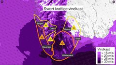 VIndkart fra Meteorologisk institutt.