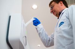 Disinfectant wipe dispenser - photographer: Bernhard Peßenteiner - photo credit: Hagleitner/Peßenteiner