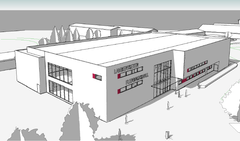 Lambertseter flerbrukshall er planlagt ferdig i desember 2017. Illustrasjon: Kultur- og idrettsbygg Oslo KF/Hille Melbye Arkitekter
