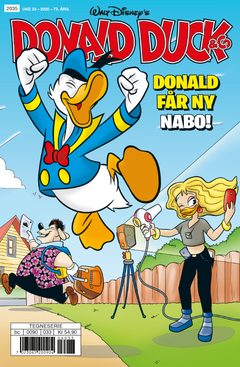 Coveret til Donald-bladet der nabo Jensen flytter ut og Bloggy Duck flytter inn
