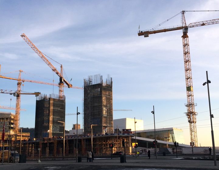 I en spektakulær og utfordrende byggeprosess, har Kultur- og idrettsbygg i Oslo støpt 20 meter i høyden på kun ti døgn ved hjelp av glideforskaling. Foto: Kultur- og idrettsbygg Oslo KF