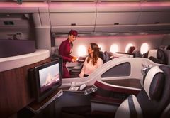 Qatar Airways will use their brand-new Airbus A350-900 between Doha and Avinor Oslo Airport. The first flight with the new aircraft will be on October 29th. Photo: Qatar Airways