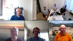 Digital signering. Kontrakten for utbedring av 94. Mollstrand-Grøtnes ble signert på teams. Oppe til venstre: prosjektleder i Statens vegvesen, Edgar Olsen. Oppe til høyre på Bertelsen & Garpesteds kontor: Fra venstre, Børge Hansen, tilbudsleder, Øyvind Langemyr, daglig leder og Andreas Roan, anbuds- og markedssjef. Nede til vestre: Utbyggingsdirektør, Kjell Inge Davik, prosjekteringsleder Stig Roger Thomassen og utbyggingsdirektør nord, Stein J. Johansen. Alle Statens Vegvesen.