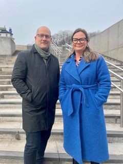 De leder forhandlingene for Unio kommune i KS-området : Steffen Handal (også leder i Utdanningsforbundet) og Silje Naustvik (også nestleder i Norsk Sykepleierforbund og i Unio) Foto: Unio