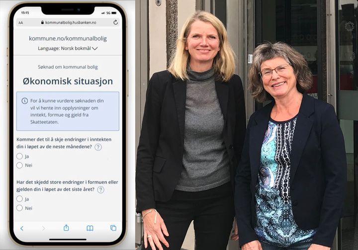 TESTER: Husbanken og KS tester automatisk innhenting av skatteopplysninger i Kobo, et digitalt system for kommunale boliger. (Fra v: Beate Diseth og Anne Mette Dørum.)