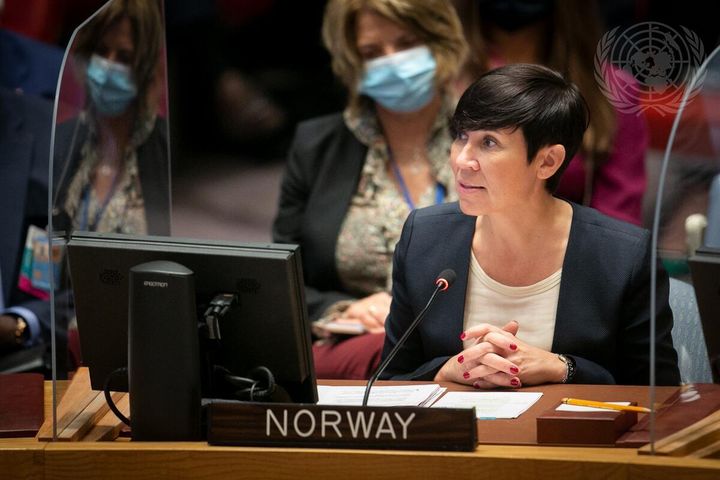 Utenriksminister Ine Eriksen Søreide talte under et møte om klima og sikkerhet under UNGA. Denne uken deltar hun i et møte om Somalia. Foto: UN Photo/Ariana Lindquist