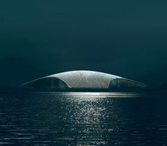 Arkitekturen til The Whale, utformet av danske Dorthe Mandrup har allerede vakt oppsikt over hele verden. Storsatsingen har fyldig omtale i Lonely Planet, Forbes, Daily Mail og The Mirror. Illustrasjon: MIR, Bergen.
