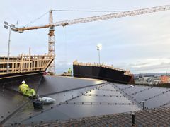 Støpingen av foldetaket har vært et komplisert arbeid som har krevd millimeterpresisjon. Foto: Kultur- og idrettsbygg Oslo KF