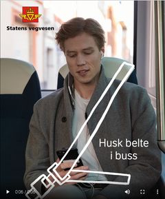 Fra kampanjen " Husk belte i buss" Foto: Red Ant