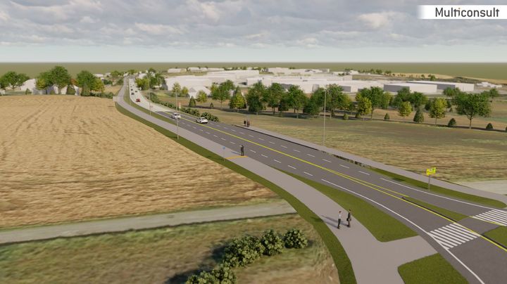 Totalt skal det bygges 1500 meter gang- og sykkelveg langs fylkesvei 704 Sandmoen-Rødde. Illustrasjon: Multiconsult