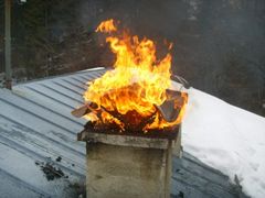 BRENNER: Slik kan det se ut når det brenner i skorsteinen. Foto: Line Hamre / Brannvernforeningen