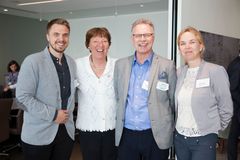 F.v. Tim Genge fra Innovasjon Norges kontor i Hamburg, ordfører i Oslo Marianne Borgen, salgssjef i APX Systems Hjalmar Wiik og direktør for Innovasjon Norge i New York Hege Barnes. Foto: Berit Hessen
