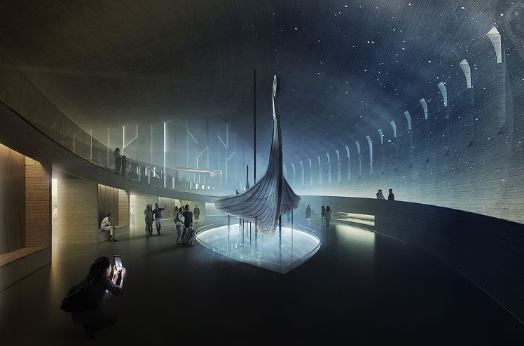AF Gruppen har inngått avtale med Statsbygg om utarbeidelse av en ny flomtunnel og etablering av sjøvannsenergiforsyning for det nye Vikingtidsmuseet. Ill.
Statsbygg/Aart Architects
