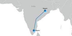 Kraftforbindelsen på over 1800 km har kapasitet til å forsyne mer enn 80 millioner mennesker i India med strøm (Illustrasjonsfoto ABB).