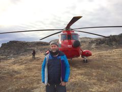 Filmprodusent Per Henry Borch på befaring på Grønland. Foto: Tor Arne Øvrebø