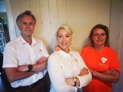 Fra venstre: Helsepartiets nestleder Erik Hexeberg, leder Lise Askvik og nestleder Lene Haug.