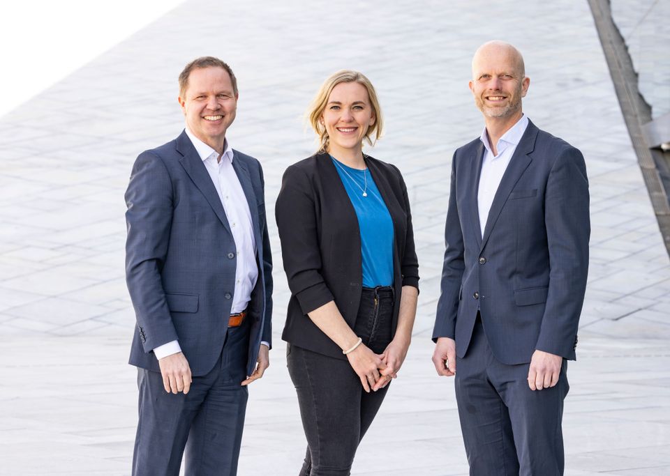Gründerne bak Inkassoregisteret, fra venstre Rune Brunborg, Lene Drange og Hallgeir Kvadsheim